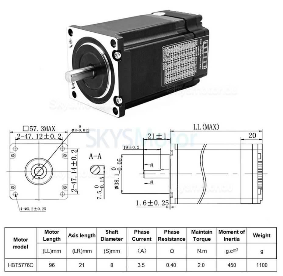 Nema 23 Planetengetriebe Schrittmotor DLF+HBT5776C mit 4:1/5:1/10:1/20:1/25:1/40:1/50:1/100:1 Planetengetriebe